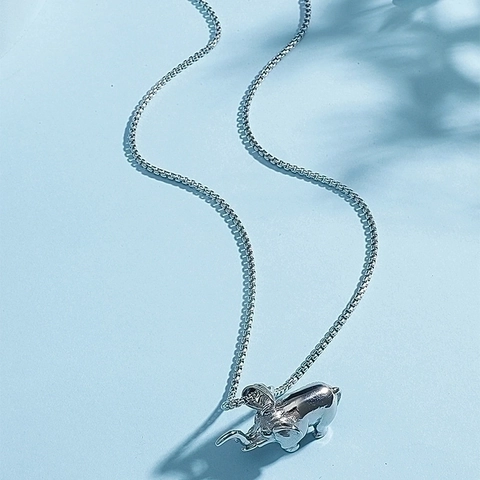Collana Con Ciondolo A Forma Di Elefante In Acciaio Inossidabile Solido Animale 3D Hip Hop Gioielli Di Tendenza