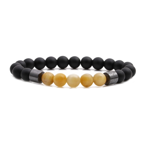 Tiger Eye And Matte Stone Beaded Bracelet Natural Gemstone Elastic Healing Couple Jewelry Fashion