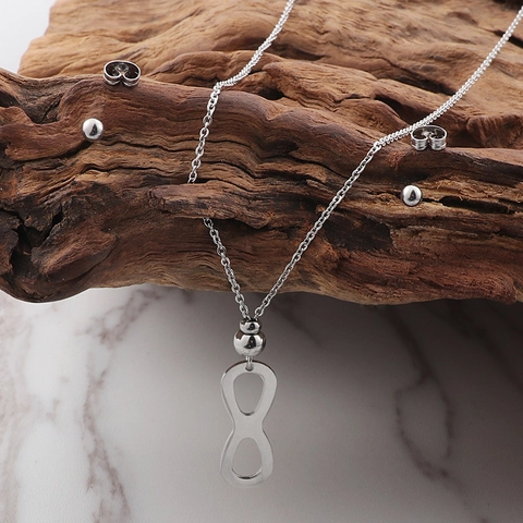 Collana Con Pendente Simbolo Infinito E Orecchini A Lobo In Acciaio Inossidabile Gioielli Eleganti Per Donna