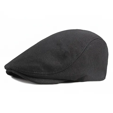 Unisex British Retro Knitted Flat Cap Adjustable Polyester Ivy Hat Spring Autumn Solid Color Beret For Men Women