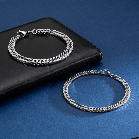 Edelstahl Curb Kette Armband Poliertes Cuban Link Streetwear Hip Hop Schmuck Für Männer