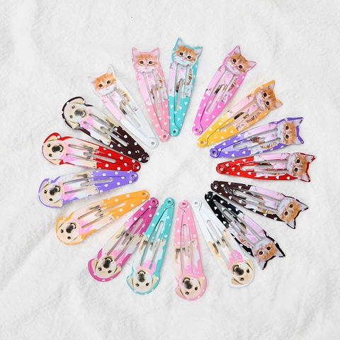 Cute Cartoon Pet Cat Dog Patterns Hair Clips Alloy Painted BB Snap Clips For Kids Girls Kawaii Daily Hair Accessories