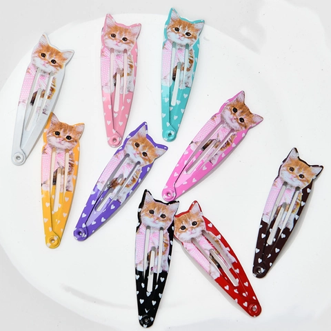 Cute Cartoon Pet Cat Dog Patterns Hair Clips Alloy Painted BB Snap Clips For Kids Girls Kawaii Daily Hair Accessories