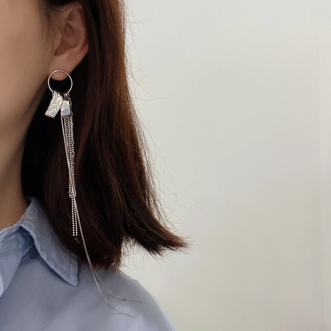 Minimalistische Meteoriten Streamer Lange Quasten Kette Hängeohrringe Für Frauen Mit 925 Sterling Silber Ohrstecker
