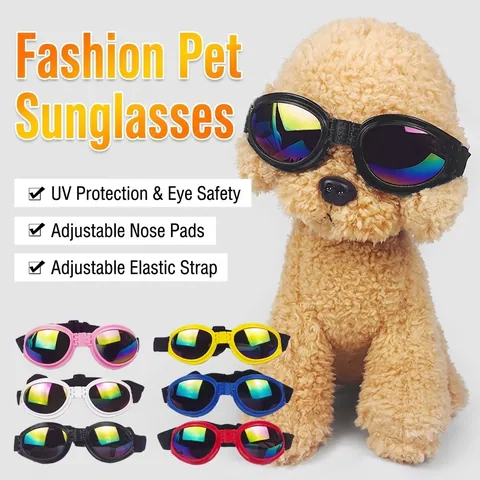 Haustier Goggles Hunde Sonnenbrille Reflektierende Linsen UV Schutz Winddicht Faltbar Verstellbar Mode Für Hunde Katzen