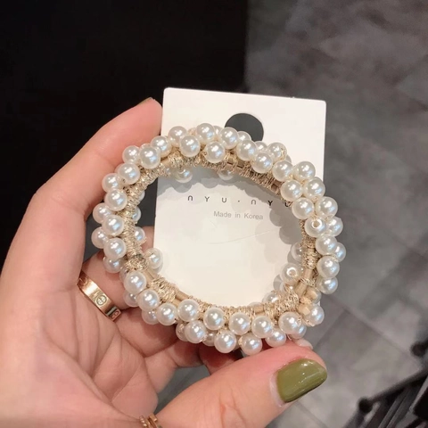 Elegantes Haarband Mit Künstlichen Künstliche Perlen Hohe Elastizität Handgefertigtes Retro Haarseil Für Damen Mädchen Stil