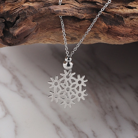 Gioielli A Fiocco Di Neve In Acciaio Inossidabile Collana Con Ciondolo Cavo E Orecchini A Lobo A Sfera Per Donna Stile Minimalista