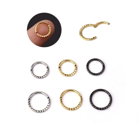 Anello Naso Septum Clicker Hoop 316 Acciaio Inossidabile Motivo Piramide Triangolare Cerniera Gioielli Da Piercing Uomo Donna