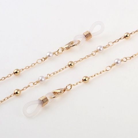 Catena Per Occhiali In Metallo Dorato Con Künstliche Perle Imitazione Cordino Antiscivolo Per Maschera E Collana Elegante