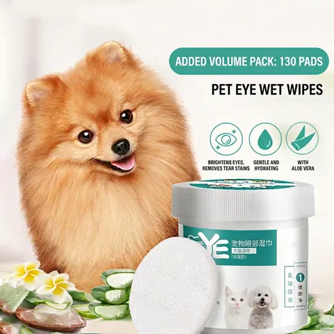 Pet Wipes For Dogs Cats Tear Stain Remover Ear Wax Cleaning Gentle Aloe Vera Non-Woven Fabric Eye Ear Chin Hygiene