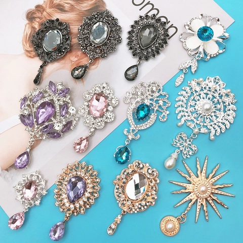 Vintage DIY Charms Pendants Alloy Rhinestone Artificial Pearl Flower Sun Heart Waterdrop Shapes Jewelry Making Phone Case Decoration
