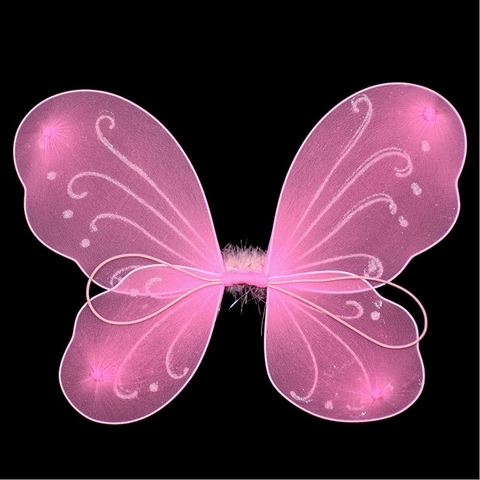 Fairy Butterfly Wings Costume Sparkly Mesh Rainbow Performance Props For Kids Dress Up Glitter Decor