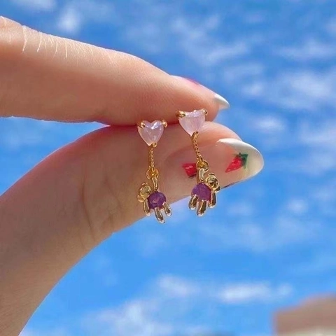 Cute Animal Cloud Tassel Earrings For Women Gold Plated Brass Rhinestone Artificial Pearl 925 Sterling Silver Post Jewelry