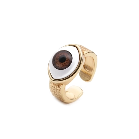 Ρυθμιζόμενο Δαχτυλίδι Evil Eye Επιχρυσωμένος Χαλκός Micro Set Zircon Μόδα Κοσμήματα Για Γυναίκες Trendy Boho Style Δώρο