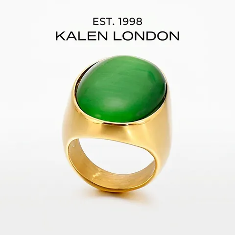 Vintage Edelstahl Ring Mit Ovalem Synthetischem Stein Böhmischer Retro Punk Stil Breiter Band Schmuck Für Herren Damen