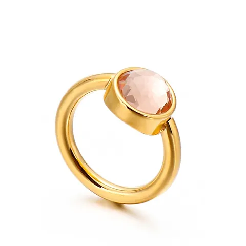 Minimalistischer Edelstahl Ring Mit Rundem Kristall Katzenauge Edelstein Vergoldet Retro Mode Schmuck Frauen