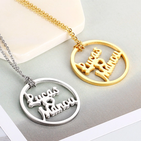 Collana Pendente Acciaio Inossidabile Cavo Rotondo Nomi Simbolo Cuore Gioielli Per Donne Accessorio Moda