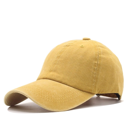 Washed Cotton Baseball Cap Vintage Distressed Solid Color Adjustable Outdoor Sun Hat For Men Women