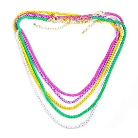 Bohemia Candy Color Box Chain Necklace For Women Colorful Enamel Copper Clavicle Chain Minimalist Adjustable Jewelry