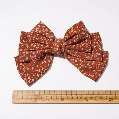 Pinza Para El Pelo Con Lazo De Tela Floral Extragrande Capas Múltiples Anudada Clip De Resorte Elegante Vintage Pastoral Para Mujer