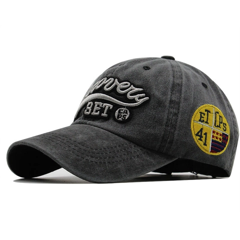 Vintage Washed Cotton Baseball Cap Distressed Letter Embroidery Outdoor Adjustable Retro Sun Hat For Men Women