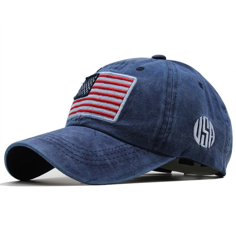 Gorra De Béisbol De Algodón Lavado Desgastado Bandera Americana Bordado USA Ajustable Vintage Unisex Sombrero Para El Sol