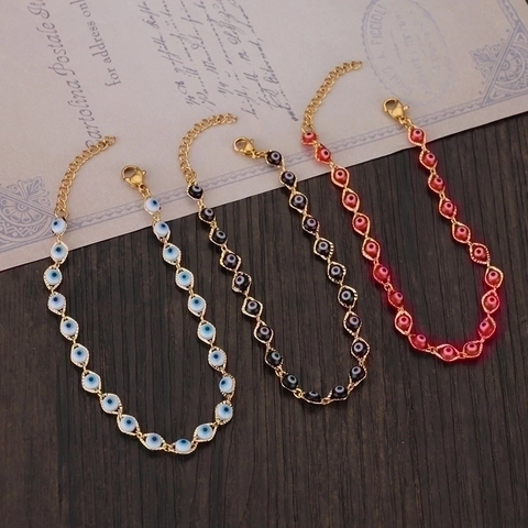 Bracciale Malocchio Per Donna Catena In Rame Placcato Oro Ciondolo Nazar Turco Gioielli Bohemian Regolabile Regalo