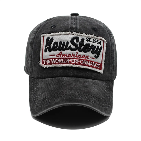 Cappellino Da Baseball In Cotone Lavato Vintage Regolabile Con Ricamo Patch Hip Hop Protezione Solare Unisex