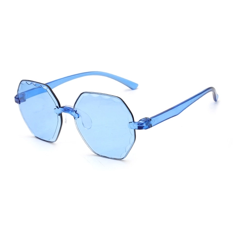 Rimless Polygonal Sunglasses Candy Jelly Colors UV Protection Octagonal Eyewear Scalloped Edge Fashion For Women Unisex
