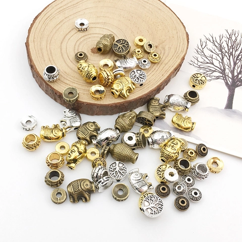 Alloy Spacer Beads Antique Finish Elephant Buddha Tree Of Life Pattern DIY Jewelry Making Accessories For Bracelet Necklace