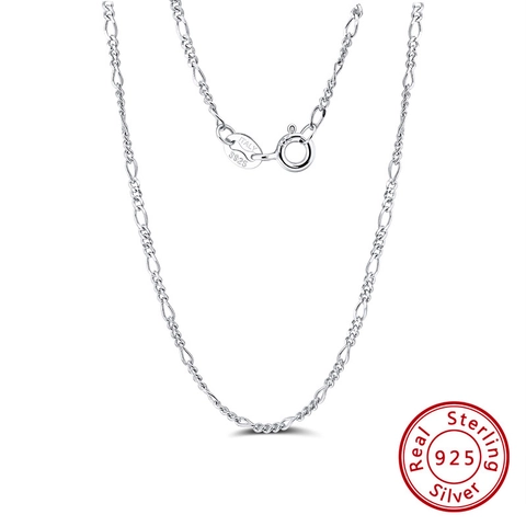 Collar De Cadena Figaro Plata De Ley 925 Pulido Italiano Clásico Joyería Minimalista Para Hombre Mujer