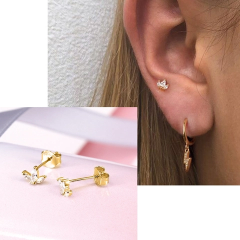 Orecchini A Lobo Marquise Zirconia Con Perno In Argento Sterling 925 Forma Di Foglia Fiore Gioielli Donna Eleganti