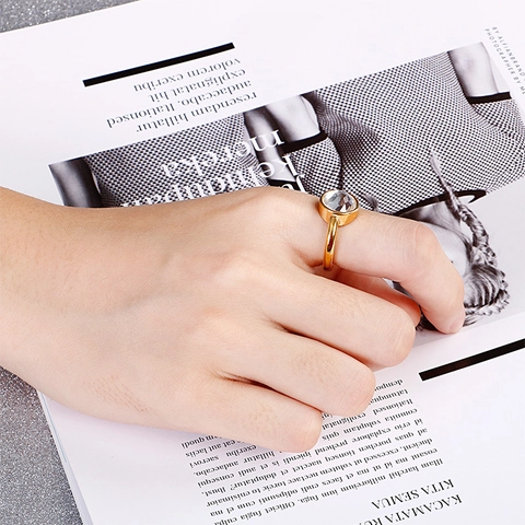 Minimalistischer Edelstahl Ring Mit Rundem Kristall Katzenauge Edelstein Vergoldet Retro Mode Schmuck Frauen