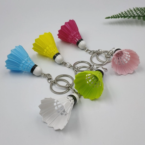 Portachiavi Badminton Forma Volano Plastica Colorata Souvenir Sportivo Ciondolo Borsa Regalo