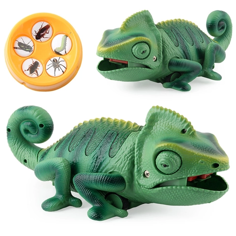 Remote Control Chameleon Toy Electric Infrared Color Changing Light Interactive Catching Insects Plastic Robot For Kids