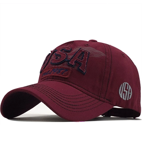 Cappello Da Baseball Ricamo Lettera USA Cotone Regolabile Vintage Protezione Solare Berretto Sportivo Unisex