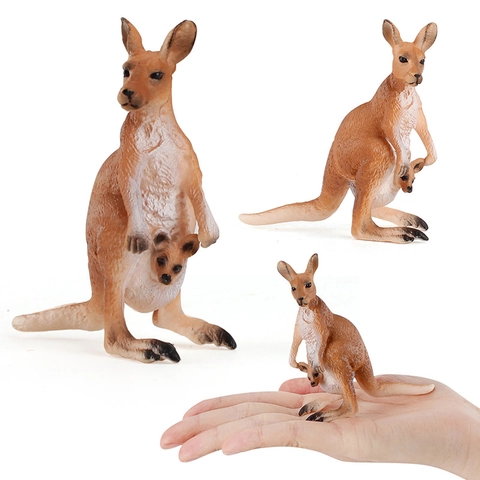 Realistic Kangaroo Mother And Baby Figurine Simulation Animal Model Plastic Educational Toy Desktop Ornament For Kids