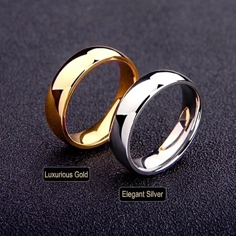 Minimalist Titanium Steel Domed Band Ring For Men Women High Polished Simple Classic Couple Jewelry Gift Gold Silver Black Rose Gold Multicolor