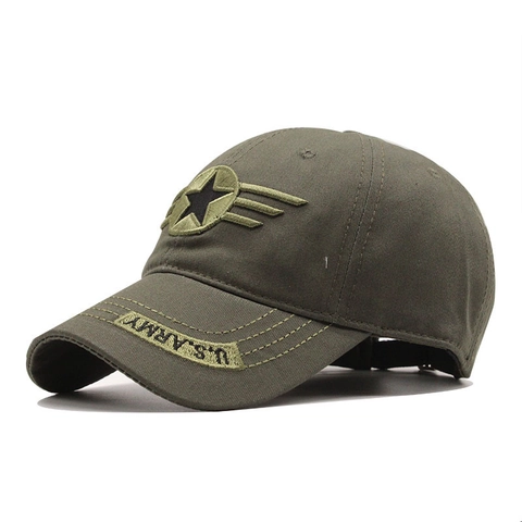 Military Baseball Cap Cotton Washed Tactical Hat Star Wing Embroidered Retro Outdoor Sunshade Adjustable Unisex