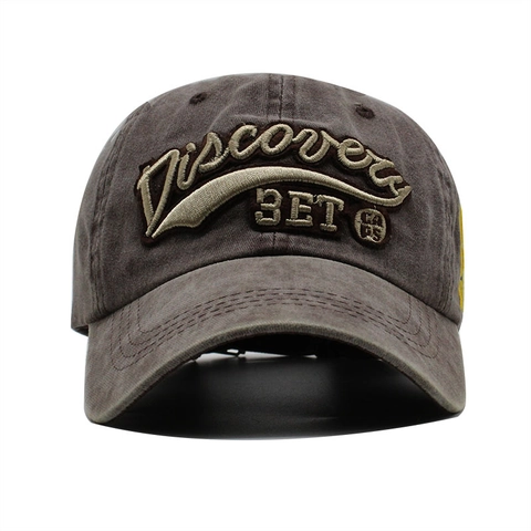 Vintage Washed Cotton Baseball Cap Distressed Letter Embroidery Outdoor Adjustable Retro Sun Hat For Men Women