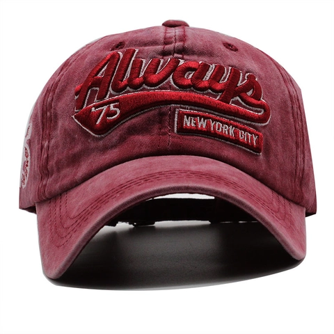Gorra De Béisbol De Algodón Lavado Vintage Bordado Always 75 New York City Protección Solar Ajustable Gorra Hip Hop