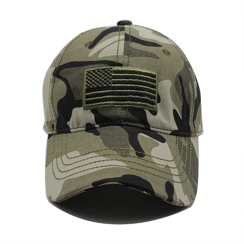Gorra De Béisbol Táctica Algodón Camuflaje Sombrero De Pesca Al Aire Libre Bordado Bandera Americana Ajustable