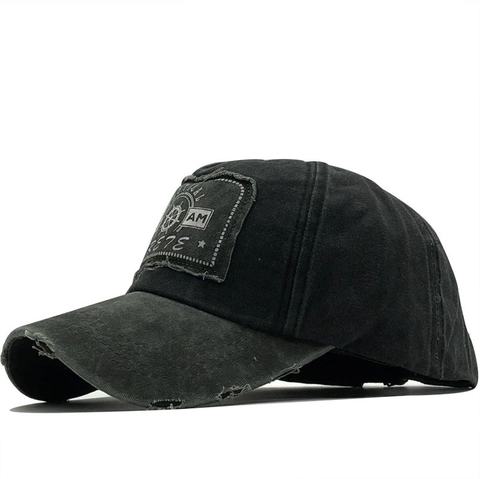 Baseball Cap Washed Cotton Distressed Vintage Nautical Patch Adjustable Snapback Sun Hat For Men And Women
