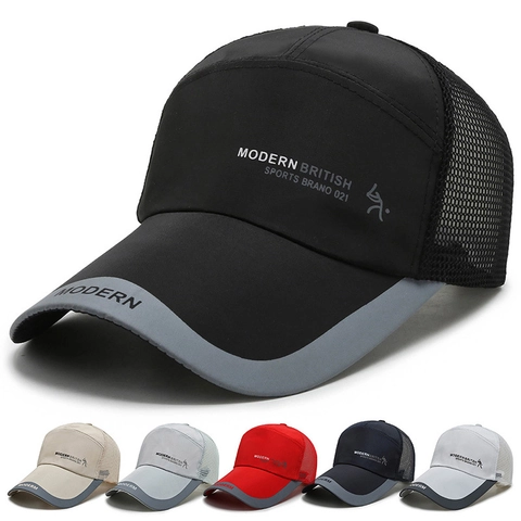 Breathable Mesh Baseball Cap Outdoor Sports Sunshade Quick Dry Hat Adjustable Polyester Letter Print For Men Women