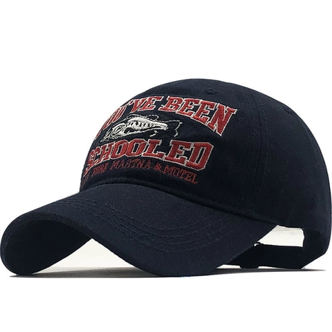 Berretto Da Baseball In Cotone Vintage Ricamo Lettere Motivo Pesce Protezione Solare Regolabile Per Uomini Donne