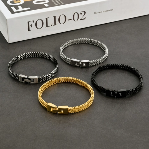 Men Woven Chain Bracelet 304 Stainless Steel Keel Link Punk Hip Hop Industrial Style Jewelry For Daily Wear