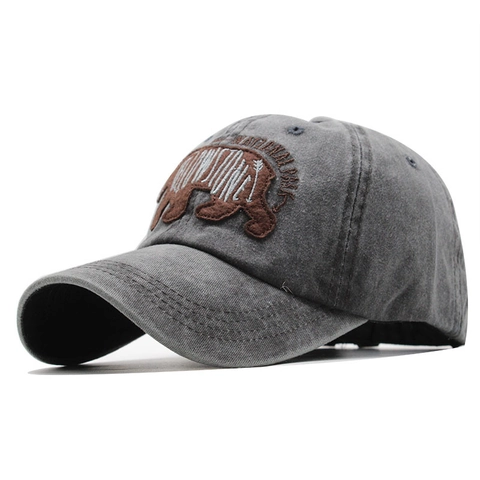 Baseball Cap Washed Cotton Yellowstone National Park Bear Embroidery Retro Distressed Outdoor Adjustable Sport Hat Men Women