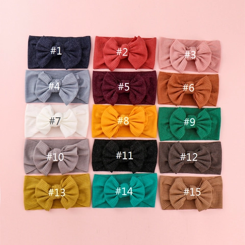 Diadema De Punto Elástica Para Bebé Niña Suave Lazo Grande Banda Para El Cabello Para Recién Nacidos Bebés