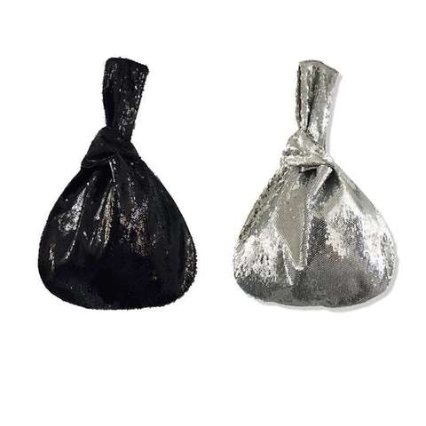 Pailletten Knotentasche Glänzende Handgelenktasche Abendtasche Party Handtasche Minimalistisch PVC Stoff