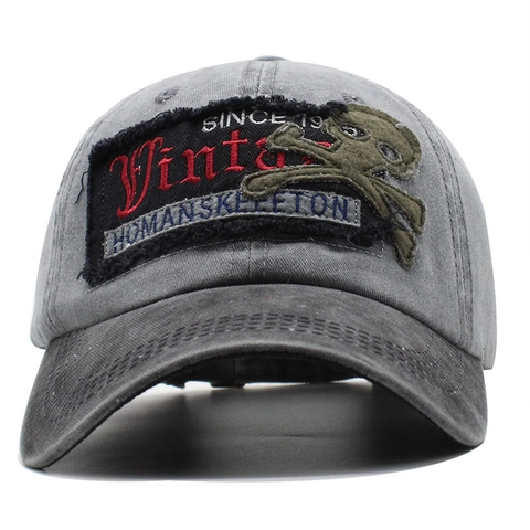 Washed Cotton Baseball Cap Retro Distressed Skelett Oktopus Stickerei Verstellbarer Sonnenhut Outdoor Casual Unisex Mode